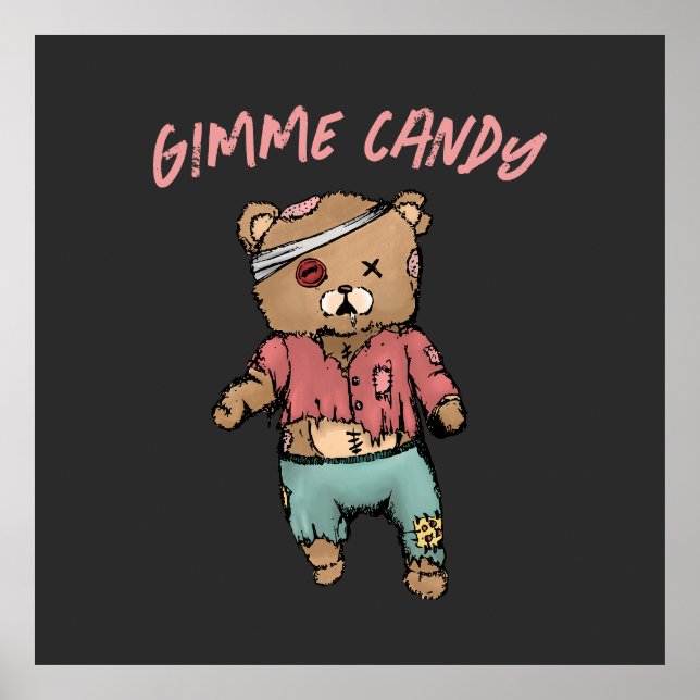 Affiche Bear en Teddy rose mignonne Zombie Gimme Candy Hal (Devant)