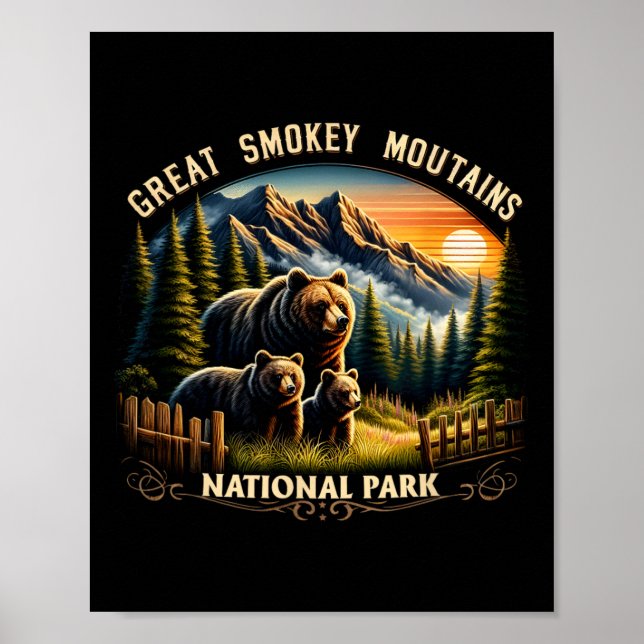 Affiche Bear Great Smokey Mountains National Park Black Be (Devant)