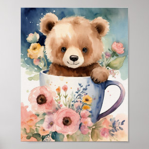 Affiche "Bear Hug Bouquet : Aquarelle Cutesse Cub!"