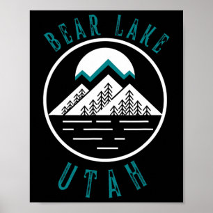 Affiche Bear Lake Utah Montagne Ski Hiking Pêche Bateau
