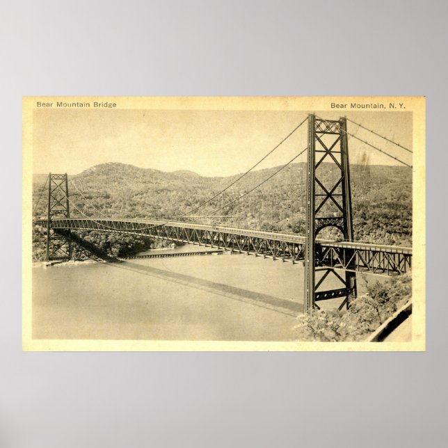 Affiche Bear Mountain Bridge, Hudson River NY, Vintage (Devant)