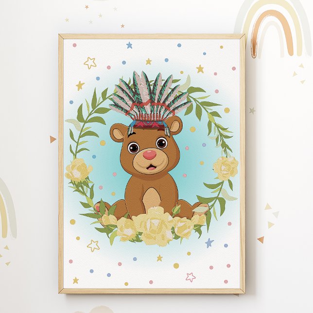 Affiche Bear Native American Nursery Print Kids Room (Créateur téléchargé)
