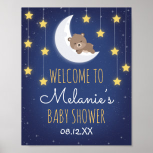 Affiche Bear Sleeping Vous Aimez La Lune Baby shower arriè