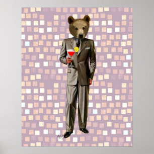 Affiche Bear With Cocktail