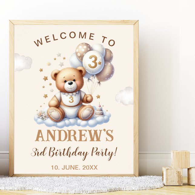Affiche Bear-y Sweet 3rd Birthday – Nursery or Party (Créateur téléchargé)