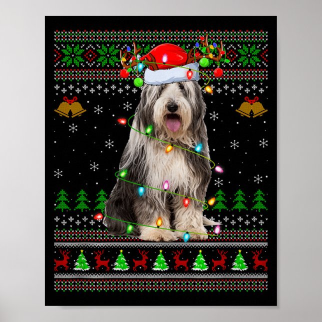 Affiche Bearded Collie Dog Ugly Christmas Sweater Holiday  (Devant)