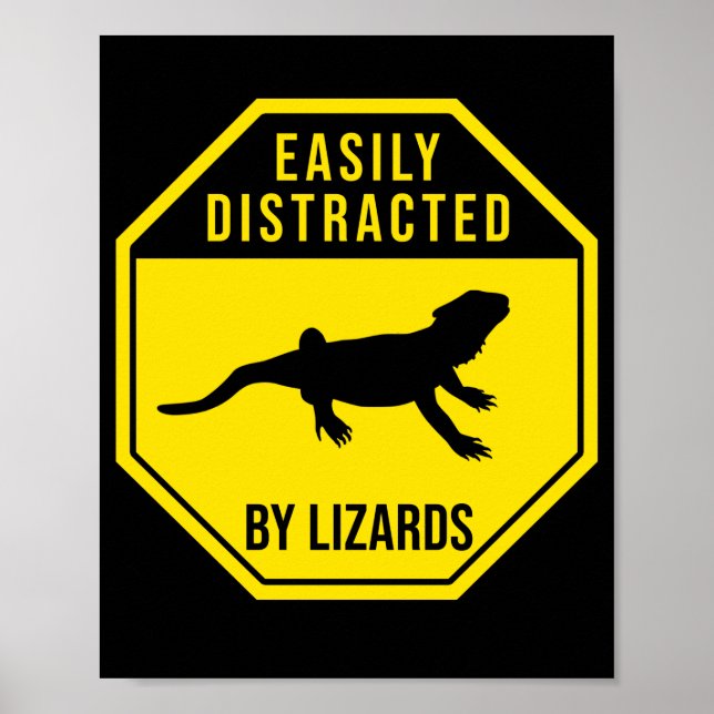 Affiche Bearded Dragon  Easily Distracted By Lizards (Devant)