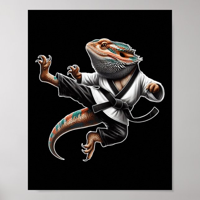 Affiche Bearé Dragon Flying Kick Pose Karate Samurai Nin (Devant)