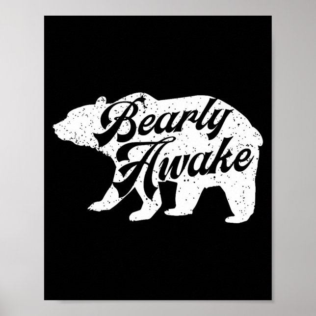 Affiche Bearly Awake Bear. Funny Bear Christmas Pajamas Gi (Devant)
