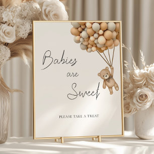 Affiche Bearly Wait Balloon Baby shower sucré sont traités