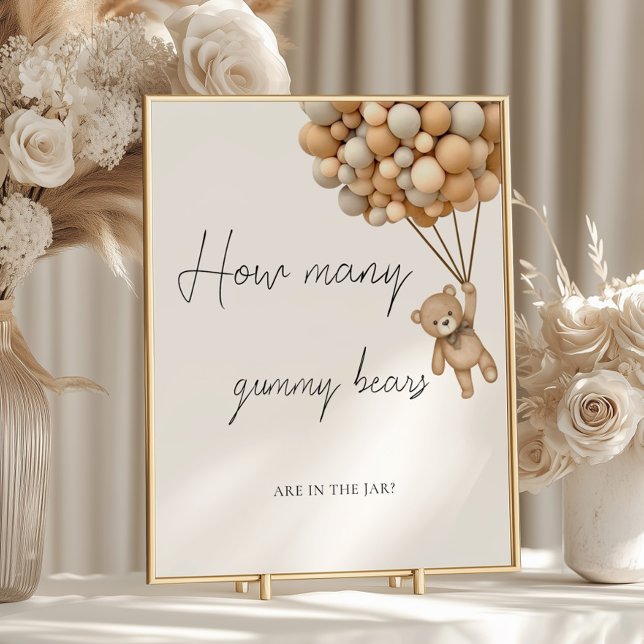 Affiche Bearly Wait Devinez combien d'ours de gomme Signer (Créateur téléchargé)