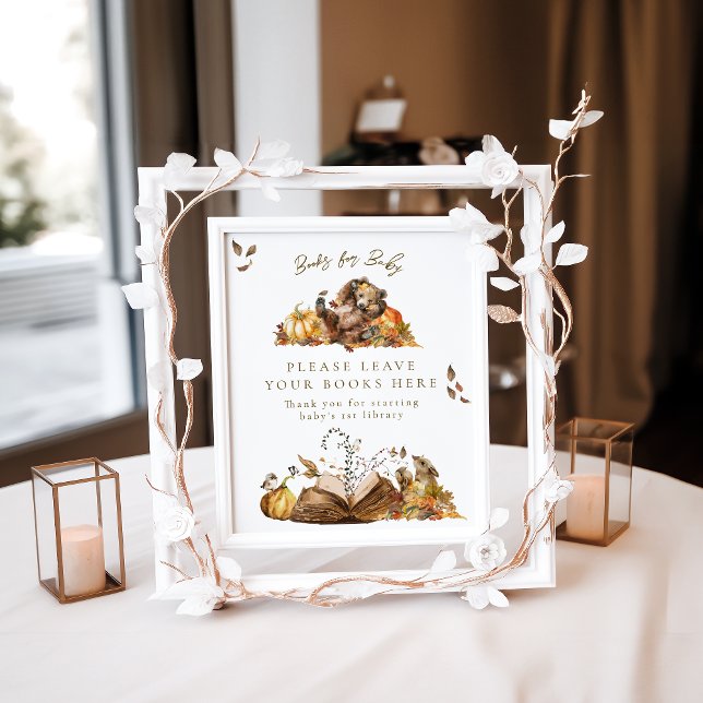 Affiche Bearly Wait Fall Woodland Baby shower livre cadeau (Créateur téléchargé)