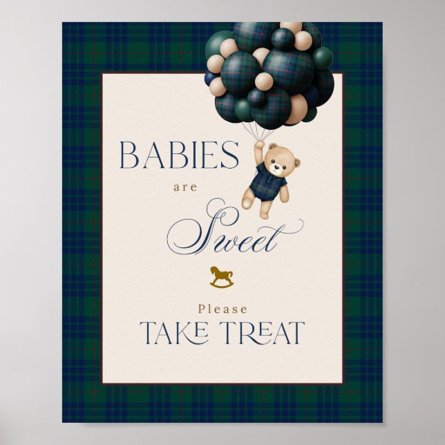 Affiche Bearly Wait Preppy Teddy Balloon Baby Shower (Devant)