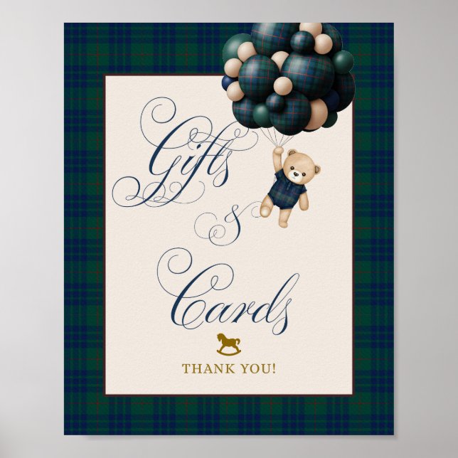 Affiche Bearly Wait Preppy Teddy Balloon Baby Shower (Devant)