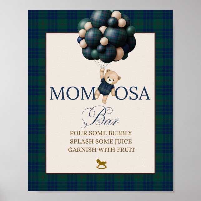 Affiche Bearly Wait Preppy Teddy Balloon Baby Shower (Devant)