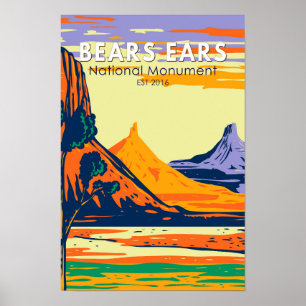 Affiche Bears Ears National Monument Utah Retro