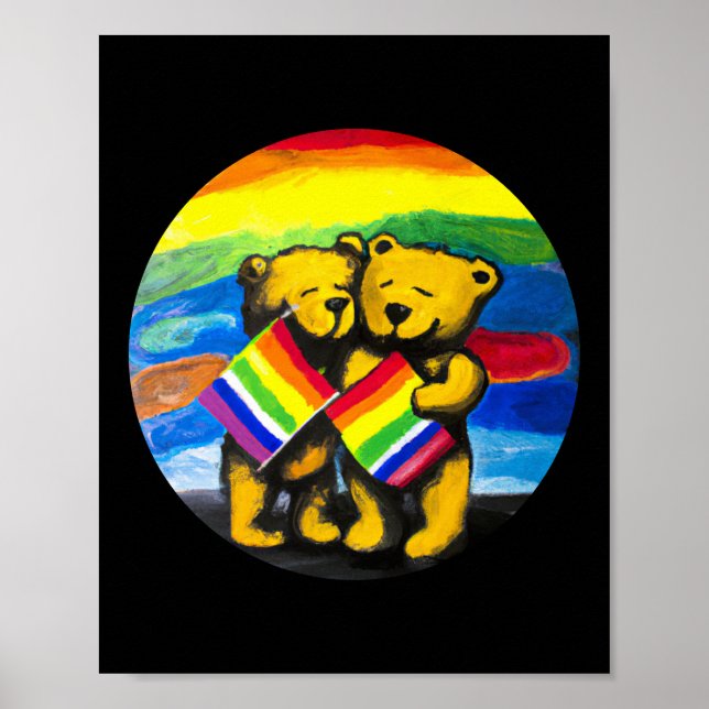 Affiche Bears Love Couple LGBT Arc-en-ciel (Devant)