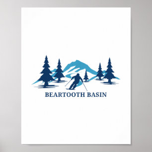 Affiche Beartooth Basin Wyoming Station de ski Ski Skier T