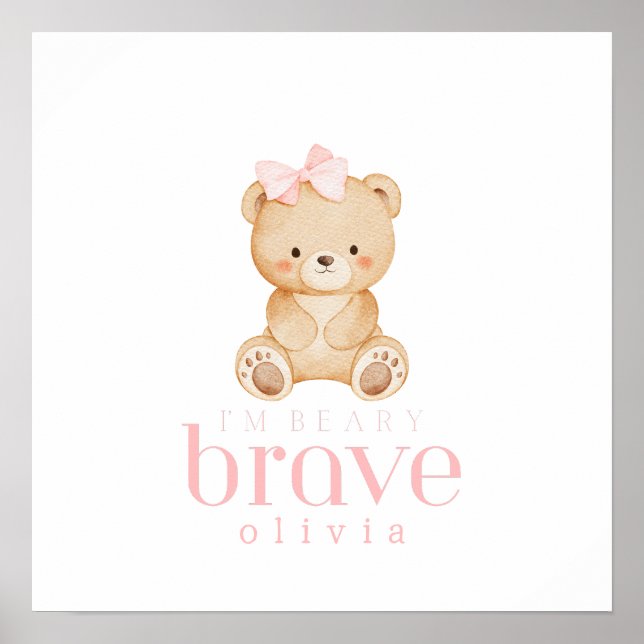 Affiche beary brave childhood cancer sick kids custom name (Devant)