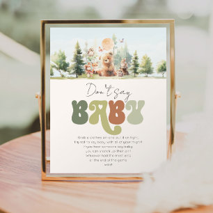Affiche Beary Cute Woodland Ne pas dire Baby shower jeu
