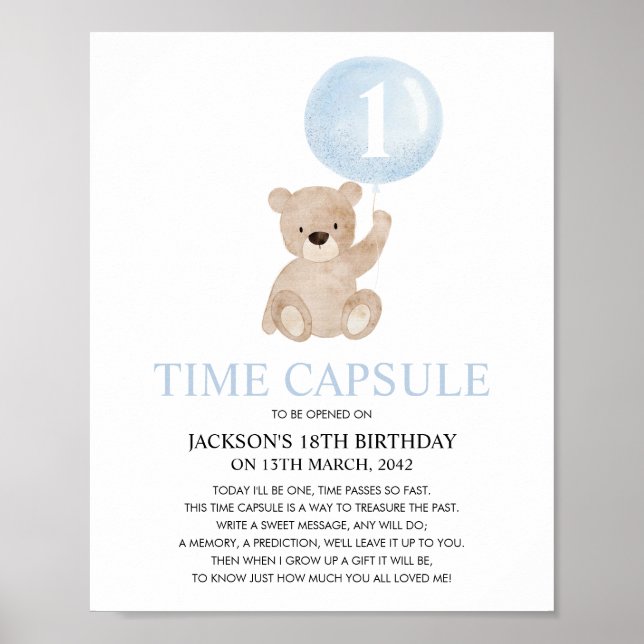 Affiche Béary Premier anniversaire Bleu Ours Temps Capsule (Devant)