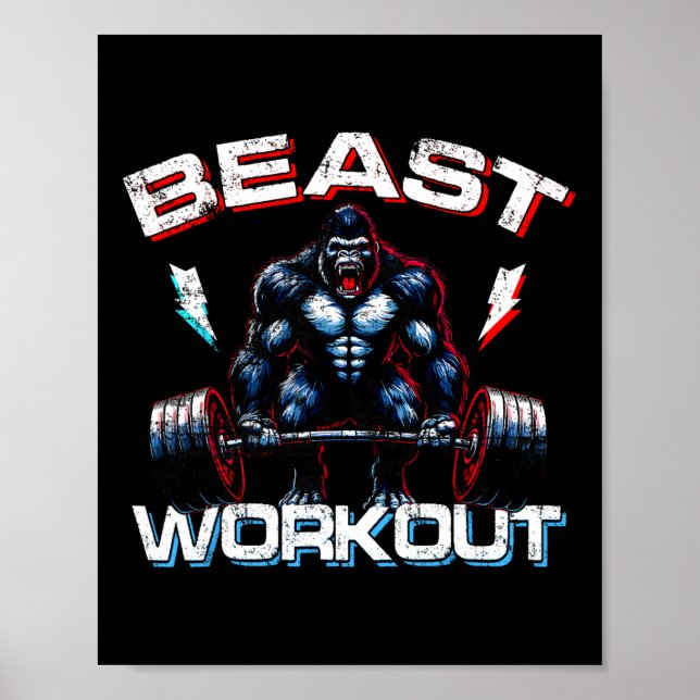 Affiche Beast Silverback Deadlift Gym plaisanteries Gorill (Devant)