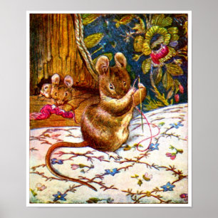 Affiche Beatrix potier souris mignon couture vintage