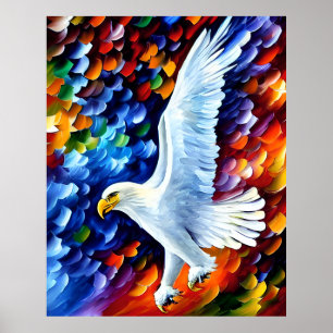 Affiche Beau aigle blanc dans la peinture en vol