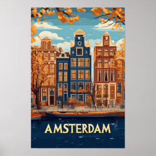 Affiche Beau Amsterdam Art Illustration Voyage