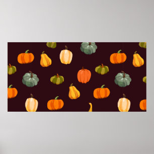 Affiche Beau arrière - plan d'automne avec des citrouilles