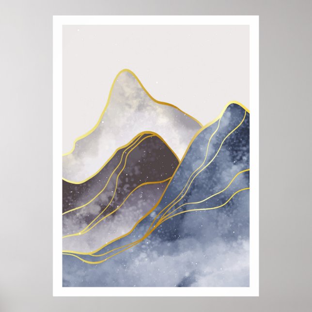 Affiche Beau bel art de ligne dorée (Devant)