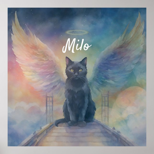 Affiche Beau Black Cat Art Pet Memorial Cadeau (Devant)