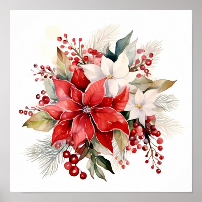 Affiche Beau bouquet floral de Noël (Devant)