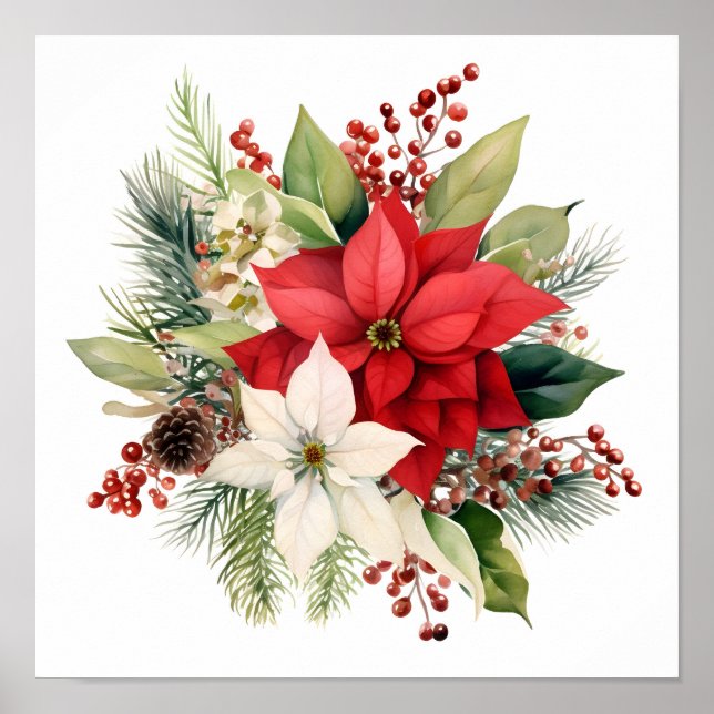 Affiche Beau bouquet floral de Noël (Devant)