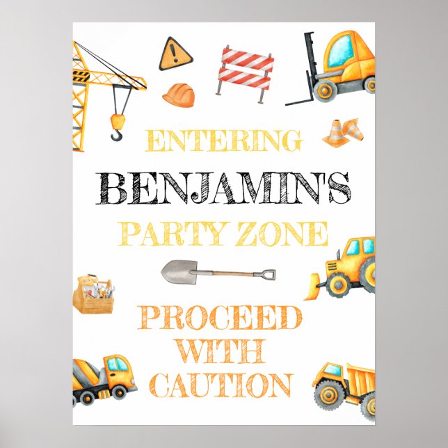 Affiche Beau budget Construction fête d'anniversaire (Devant)