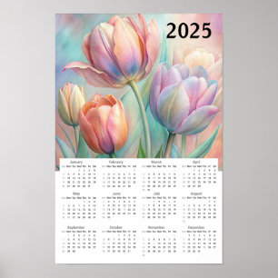 Affiche Beau calendrier Pastel Tulips 2025