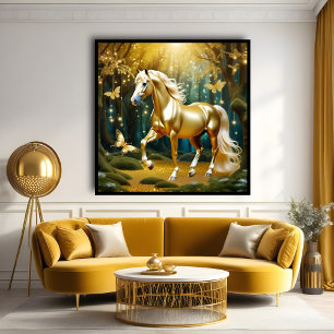 Affiche Beau cheval d'or, imaginaire art