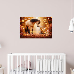 Affiche Beau cheval et renard rouge Fantastique Art pour l