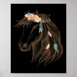 Affiche Beau Cheval Main Drawn Art Pour Amoureux des anima