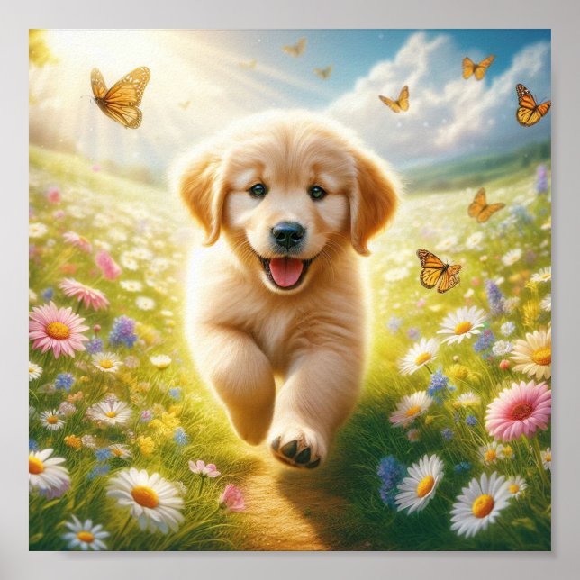 Affiche Beau chiot Angel Golden Retriever (Devant)