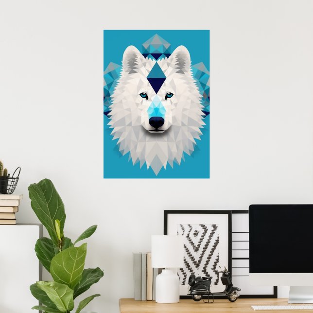 Affiche Beau chiot Samoyède Boho  (Bureau à domicile)