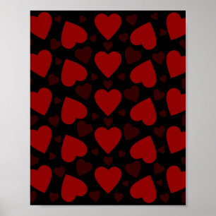 Affiche Beau coeur rouge motif sur noir