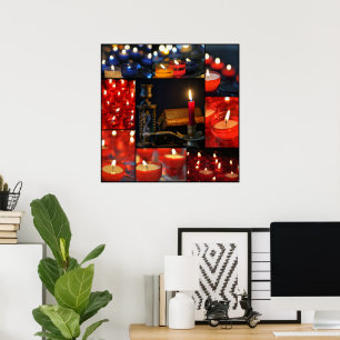 Affiche Beau collage avec bougies et un livre
