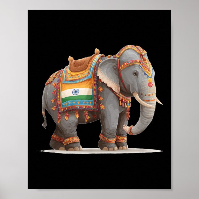 Affiche Beau Costume Graphique D'Éléphant Indien Pour Adul (Devant)