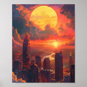 Affiche Beau coucher de soleil à Atlanta Géorgie USA