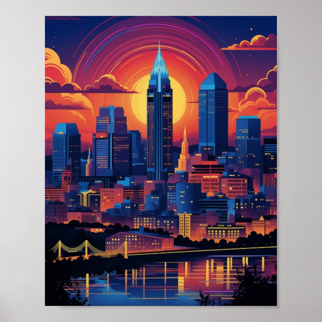 Affiche Beau coucher de soleil à Cincinnati Ohio USA (Devant)