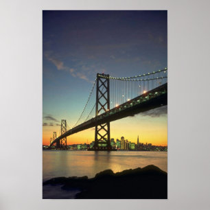 Affiche Beau coucher de soleil : Bay Bridge, San Francisco