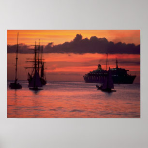 Affiche Beau coucher de soleil : Bridgetown Harbour, Barba