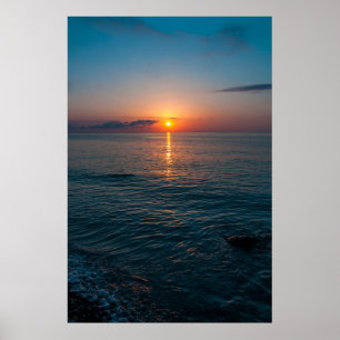Affiche Beau coucher de soleil en mer. Batumi Géorgie