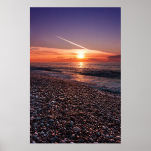 Affiche Beau coucher de soleil en mer. Batumi Géorgie